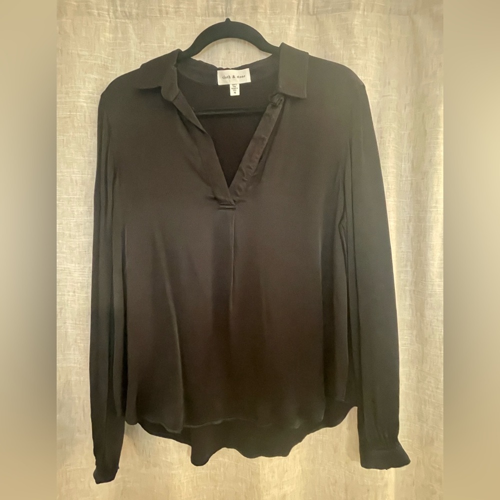 Cloth & Stone Black Long Sleeve Blouse
